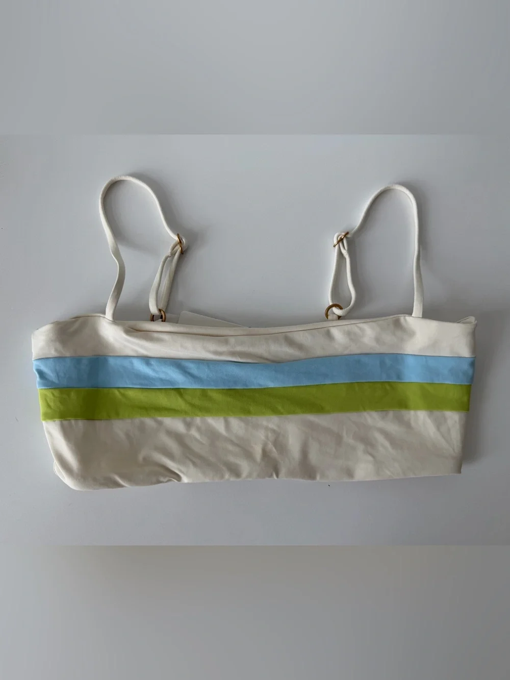 NWT L*Space Rebel Stripe Bandeau Bikini Top & High-Waisted Bottom Set, Size L